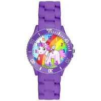 Taffstyle Kinder-Armbanduhr Analog Quarz mit Silikon-Armband Zahlen Einhorn Kinderuhr