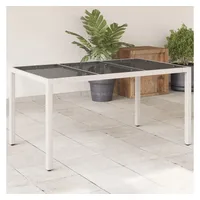 VidaXL Gartentisch mit Glasplatte Weiß 150x90x75 cm Poly Rattan