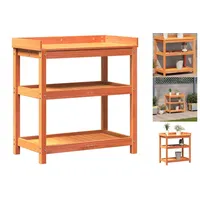 VidaXL Pflanztisch mit Ablagen Braun 82,5x45x86,5 cm Massivholz Kiefer