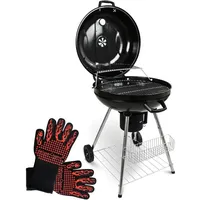 Deluxe4home BBQ Kugelgrill + Ablage und Grillhandschuhen