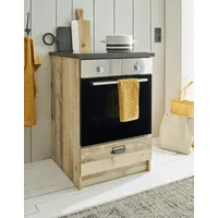 Furn.design Herdumbauschrank in Used Wood hell und anthrazit Küche