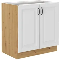 Küchen-Preisbombe Spülenschrank 80 cm Stilo Weiss + Eiche Artisan