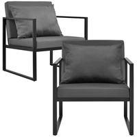 Casa.pro 2er-Set Gartenstuhl Lerum 70x60x60 cm Schwarz