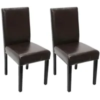 Mendler 2er-Set Esszimmerstuhl Stuhl Küchenstuhl Littau ~ Kunstleder, braun,