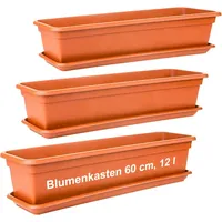2friends Blumenkasten 60cm mit Untersetzer – 3er-Set, Hochwertiger Kunststoff,