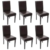 Mendler 6er-Set Esszimmerstuhl Stuhl Küchenstuhl Littau ~ Kunstleder, braun,