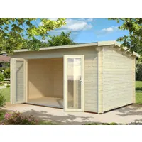 Palmako Ines Holz-Gartenhaus Hellbraun Tauchgrundiert 480 cm x 300