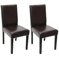 MCW 2er-Set Esszimmerstuhl Stuhl Küchenstuhl Littau Kunstleder, braun, dunkle