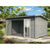 Palmako Ines Holz-Gartenhaus Grau Satteldach Tauchgrundiert 480 cm x
