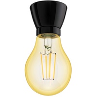 Ledscom.de E27 Porzellan Lampen-Fassung MINZ, rund, schwarz, inkl. E27
