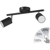 Ledscom.de Deckenstrahler WAIKA, zweiflammig, schwarz, matt + GU10 LED