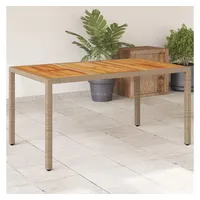 VidaXL Gartentisch Beige 150x90x75 cm Poly Rattan Akazienholz