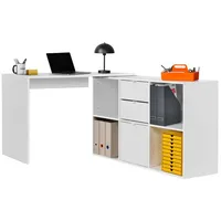 Mokebo Eckschreibtisch, Weiß, 112x77x54 cm, Arbeitszimmer, Schreibtische, Eckschreibtische