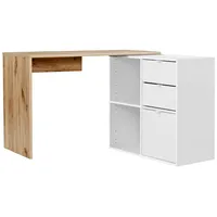 Mokebo Eckschreibtisch Eiche, Weiß, 112x77x54 cm, Arbeitszimmer, Schreibtische, Eckschreibtische
