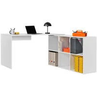 Mokebo Eckschreibtisch, Weiß, 145x77x65 cm, Arbeitszimmer, Schreibtische, Eckschreibtische