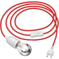 Ledscom.de 3 m Textilkabel LEHA II Stecker, Schalter, Porzellan,