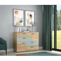 Forte Skive Kommode, Holzwerkstoff, Mauvella Eiche Dekor mit Salbei,