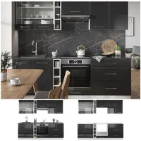 Vicco Küchenzeile Fame-Line Anthrazit 235 cm ohne Arbeitsplatte