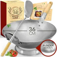 Krustenzauber 36cm Wokpfanne Mit Rundem Boden - Traditionelle Stahlpfanne