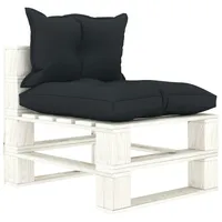 VidaXL Garten-Paletten-Mittelsofa mit Kissen in Anthrazit Holz