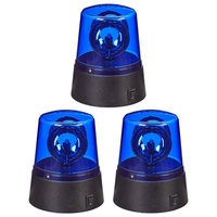 Relaxdays LED Blaulicht, 3er Set, Rundumleuchte mit drehendem Reflektor,