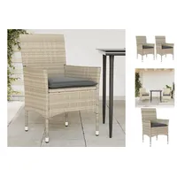 VidaXL Gartenstühle mit Kissen 2 Stk. Hellgrau Poly Rattan