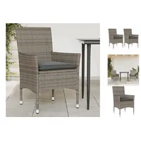 VidaXL Gartenstühle mit Kissen 2 Stk. Grau Poly Rattan