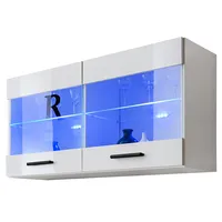 99rooms Teka Vitrine I Weiß Weiß Hochglanz Blau