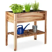 Relaxdays Hochbeet Holz mit Ablagefach 88 x 43,5 x