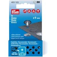 Prym 403103 Nieten Nachfüllset, 9 mm, silber-alteisen, silberfarbig