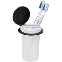 Wenko Turbo-Loc® Zahnputzbecher Bivio Black matt, aus Aluminium, Becher
