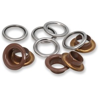 Prym 542550 542542 Ösen mit Scheiben, 11 mm, dunkelbraun,