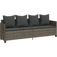 VidaXL Sonnenliege mit Kissen Grau Poly Rattan