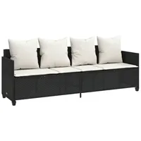 VidaXL Sonnenliege mit Kissen Schwarz Poly Rattan