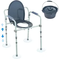 Vevor Toilettenstuhl, Nachtkommode mit Breiterem Toilettensitz, 7-stufig Höhenverstellbar 44-59