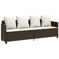 VidaXL Sonnenliege mit Kissen Braun Poly Rattan