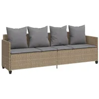 VidaXL Sonnenliege mit Kissen Beige Poly Rattan