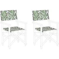 Beliani Ersatzstoff für Gartenstühle 2er Set Weiß/Grün aus Polyester