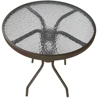 LC Garden »Garvista« Gartentisch Ø60cm rund braun Metall/Glas Balkontisch
