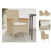 VidaXL Gartenstühle mit Kissen 2 Stk. Beige Poly Rattan