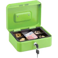 Relaxdays Geldkassette abschließbar, entnehmbarer Einsatz, 5 Fächer, Geldkasten Eisen,