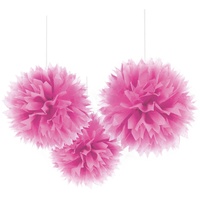 Amscan 18055-103-55 - Fluffy Dekobälle Pink, 3 Stück, circa