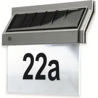 ChiliTec Solar Hausnummernleuchte Kunststoff/Metall/Stahl 18x16x5cm incl. Zahlen-/Buchstabensatz Silber