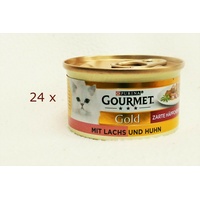 Purina 24 x 85g Zarte Häppchen Lachs & Huhn