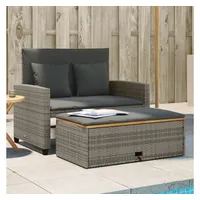 VidaXL Gartensofa mit Kissen 2-Sitzer Grau Poly Rattan &