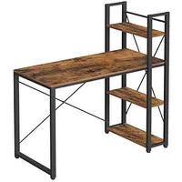 VASAGLE Schreibtisch braun rechteckig, 4-Fuß-Gestell schwarz 120,0 x 56,0