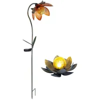 GLOBO Solardeko LED Lotusblüte Erdspieß Gartenlampe Außenleuchte Solarlampe Blume