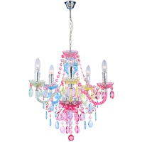 ETC Shop Kronleuchter Lüster Hängeleuchte Kristallleuchte Hängelampe Regenbogenfarbig, Chrom,