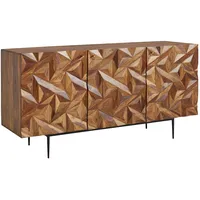 FineBuy Massivholz Sideboard 145cm Sheesham Kommode mit 3 Türen