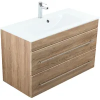 Magnolia home Badmöbel Vitro 1000 mit Glaswaschbecken SoftClose eiche